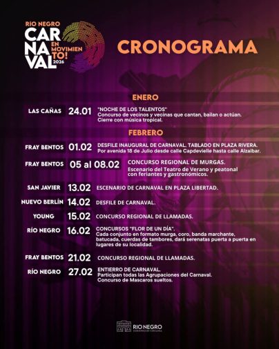 Cronograma del Carnaval 2026