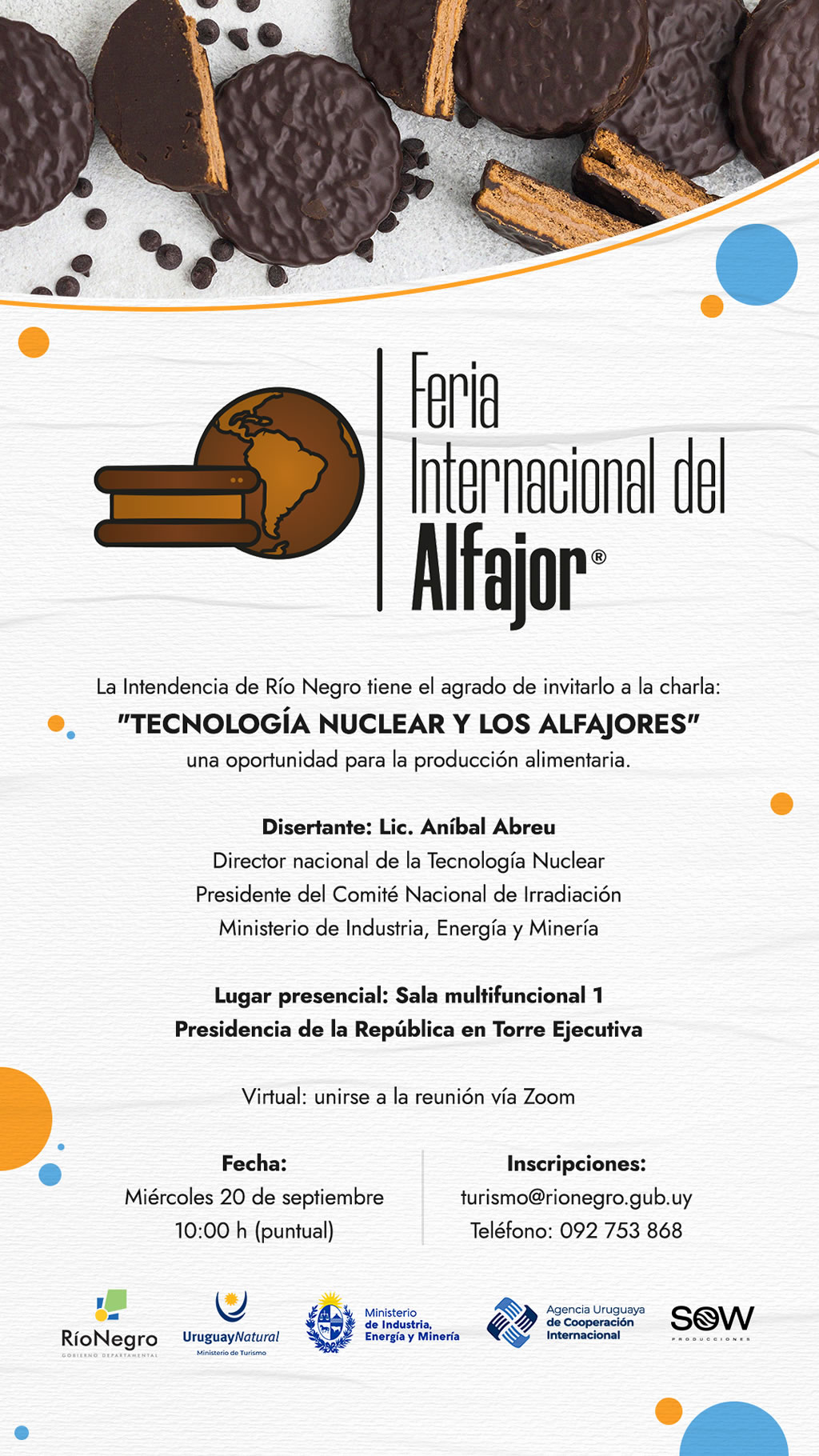 La Intendencia de Río Negro tiene el agrado de invitar a la charla "Tecnología Nuclear y los Alfajores", una oportunidad para la producción alimentaria.